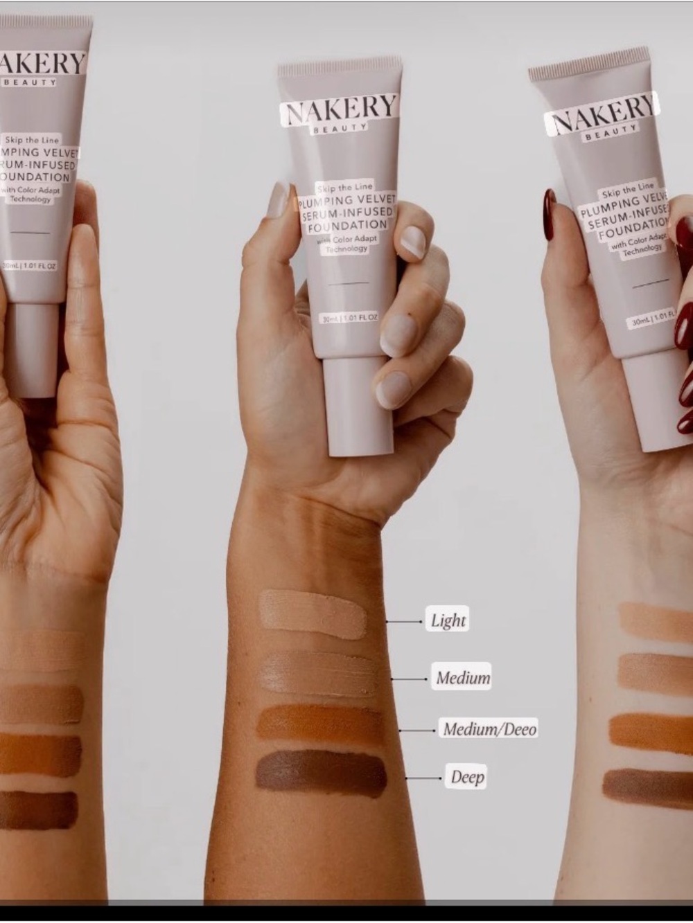 Nakery Beauty Plumping Velvet Serum-Infused Foundation — Medium (Neutral)